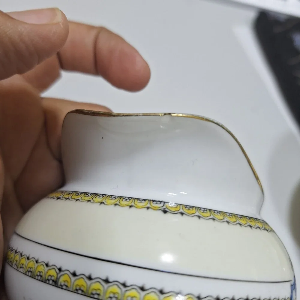 Antique Noritake Malvern Hand Painted Sugar Bowl Creamer Underplate Japan M Mark